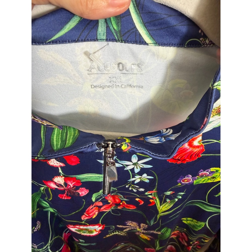 Acegolfs Botanical Energy Floral Quarter Zip XXL Long Sleeve Golf Top UPF New - Picture 8 of 14